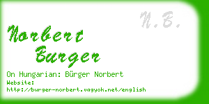 norbert burger business card